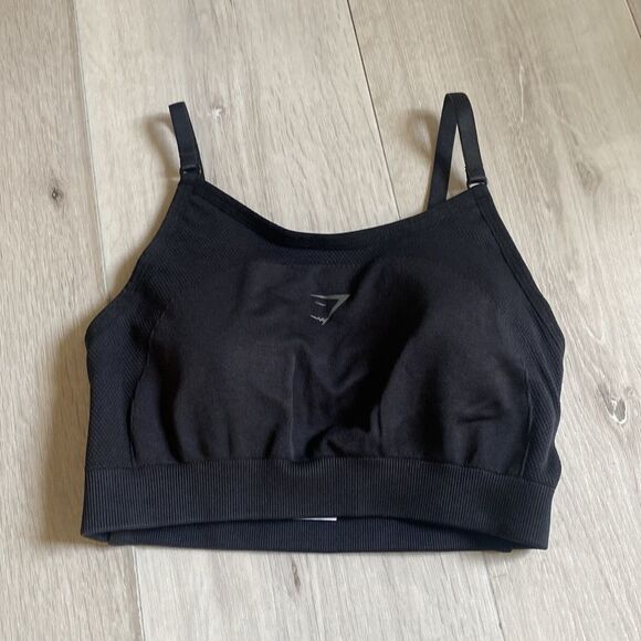 GYMSHARK FLEX STRAPPY SPORTS BRA BLACK XS LIGHT SUPPORT NWT IN PACKAGING - Picture 6 of 7